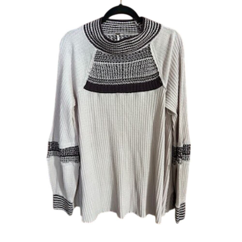 Free People Women's sz L Snow Day waffle knit Thermal Top